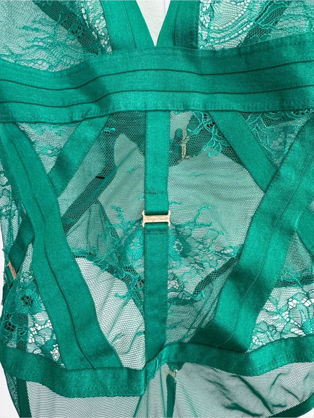 Honey Birdette Belinda Bodysuit Green Lace Thong Playsuit One Piece - Picture 8 of 15